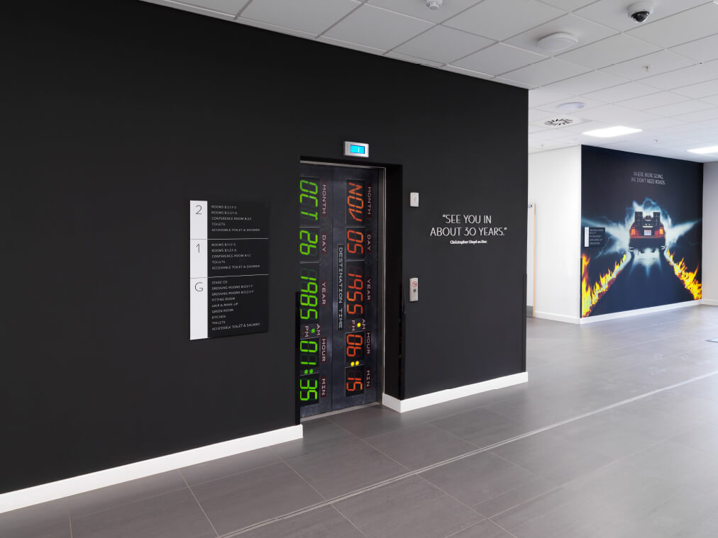 Back to the Future lift in Elstree designed by One x One