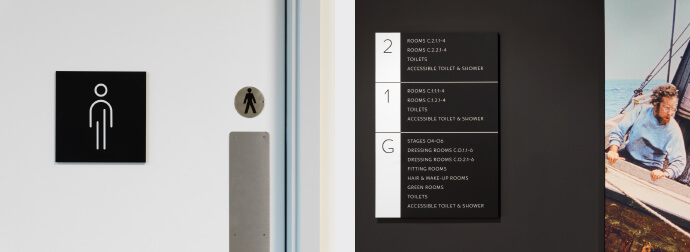 Interior signage at Sky Studios Elstree designed by One by One